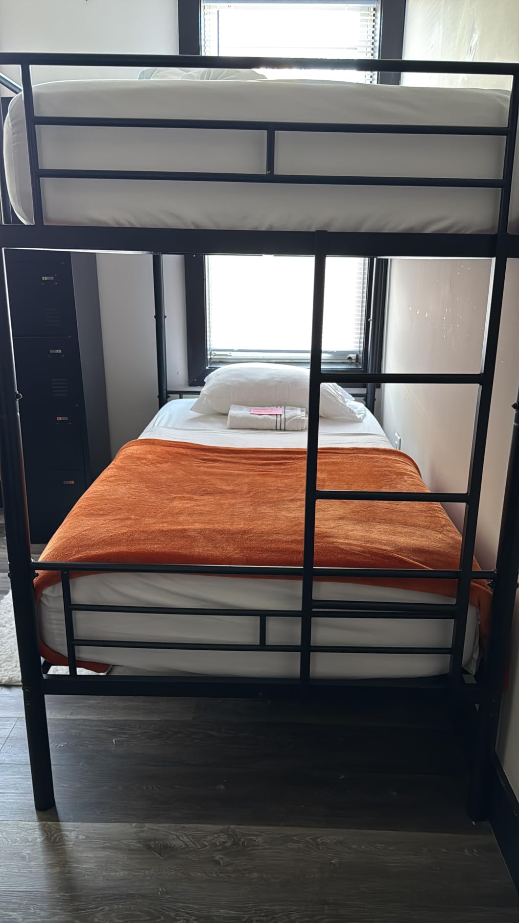 Metal Bunk Bed Twin Over Twin Sturdy Heavy Duty Bunk Beds with 2 Side Ladders,Space Saving,No Box Spring Needed,for Boys Girls Teens Adults, Bedroom, Dormitory (Black) customer photo 1