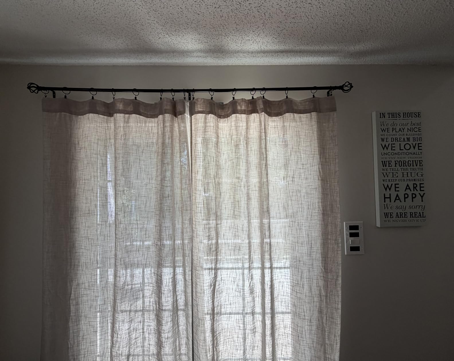 MIULEE Natural White Linen Curtains 84 Inch Long for Bedroom Living Room, Soft Thick Linen Textured Window Drapes Semi Sheer Light Filtering Rod Pocket Back Tab Neutral Farmhouse Cream Ivory 2 Panels customer photo 1