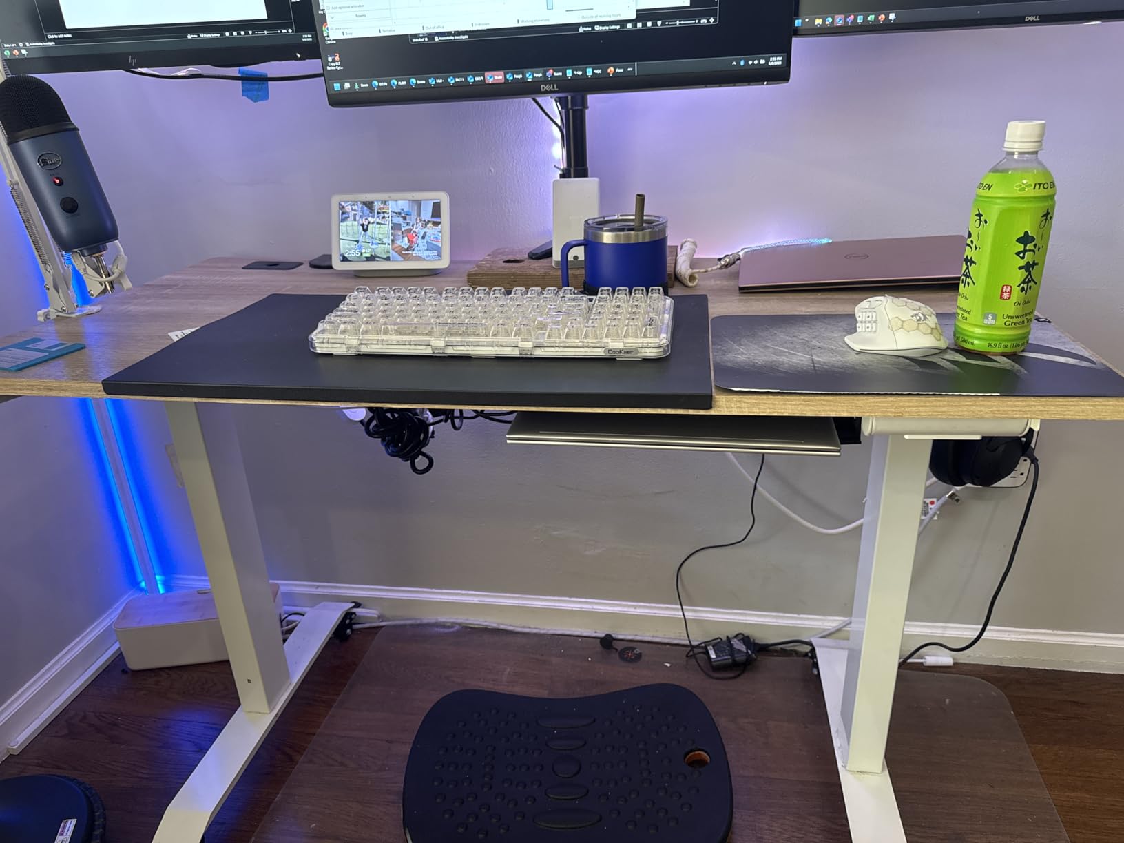 SHW 55 x 28 Inches Electric Height Adjustable Standing Desk with Drawer and Memory Preset, White customer photo 1