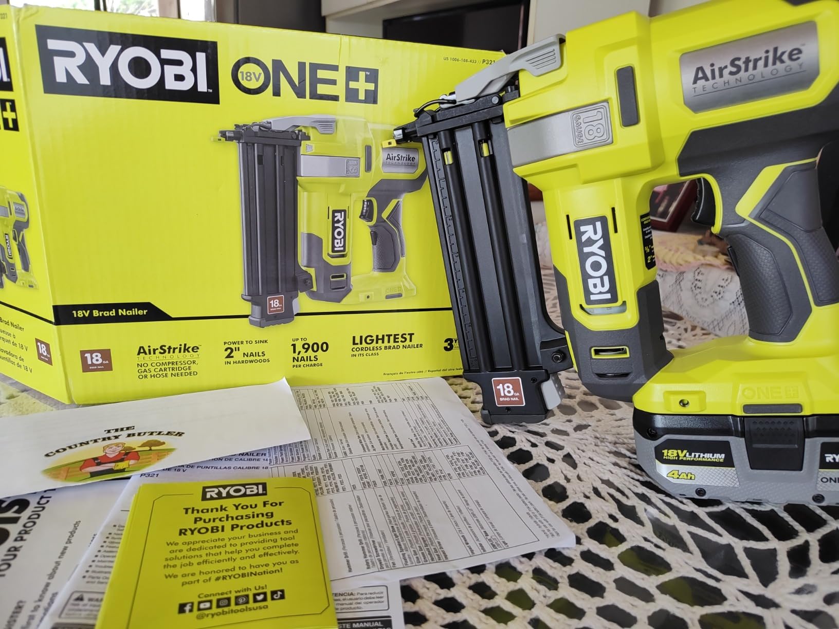 ONE+ 18V 18-Gauge Cordless AirStrike Brad Nailer P321 (Tool Only) customer photo 2
