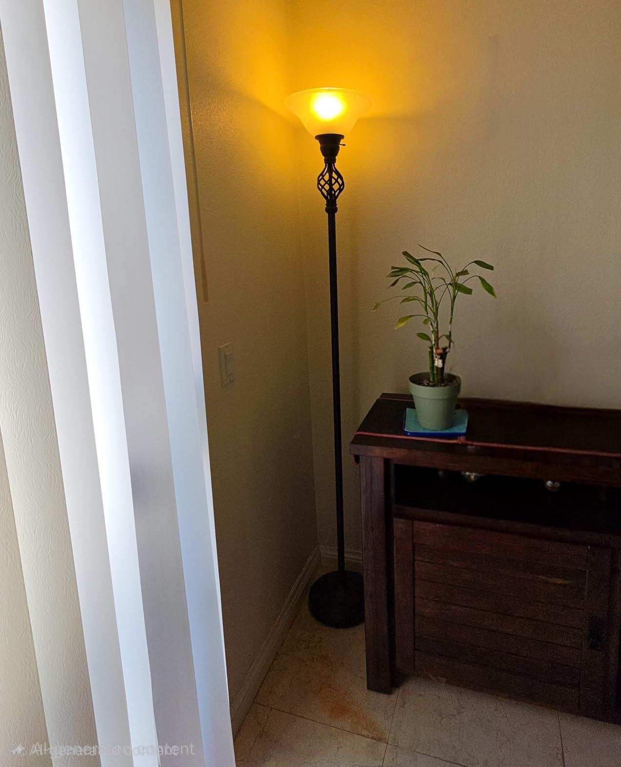 Torchiere Floor Lamp for Living Room, LED Standing Reading Light for Bedroom with Glass Shade for Living Room Corner Bedroom Home Office, Bulbs Included (Red Brown, Glass 2 Head) customer photo 2