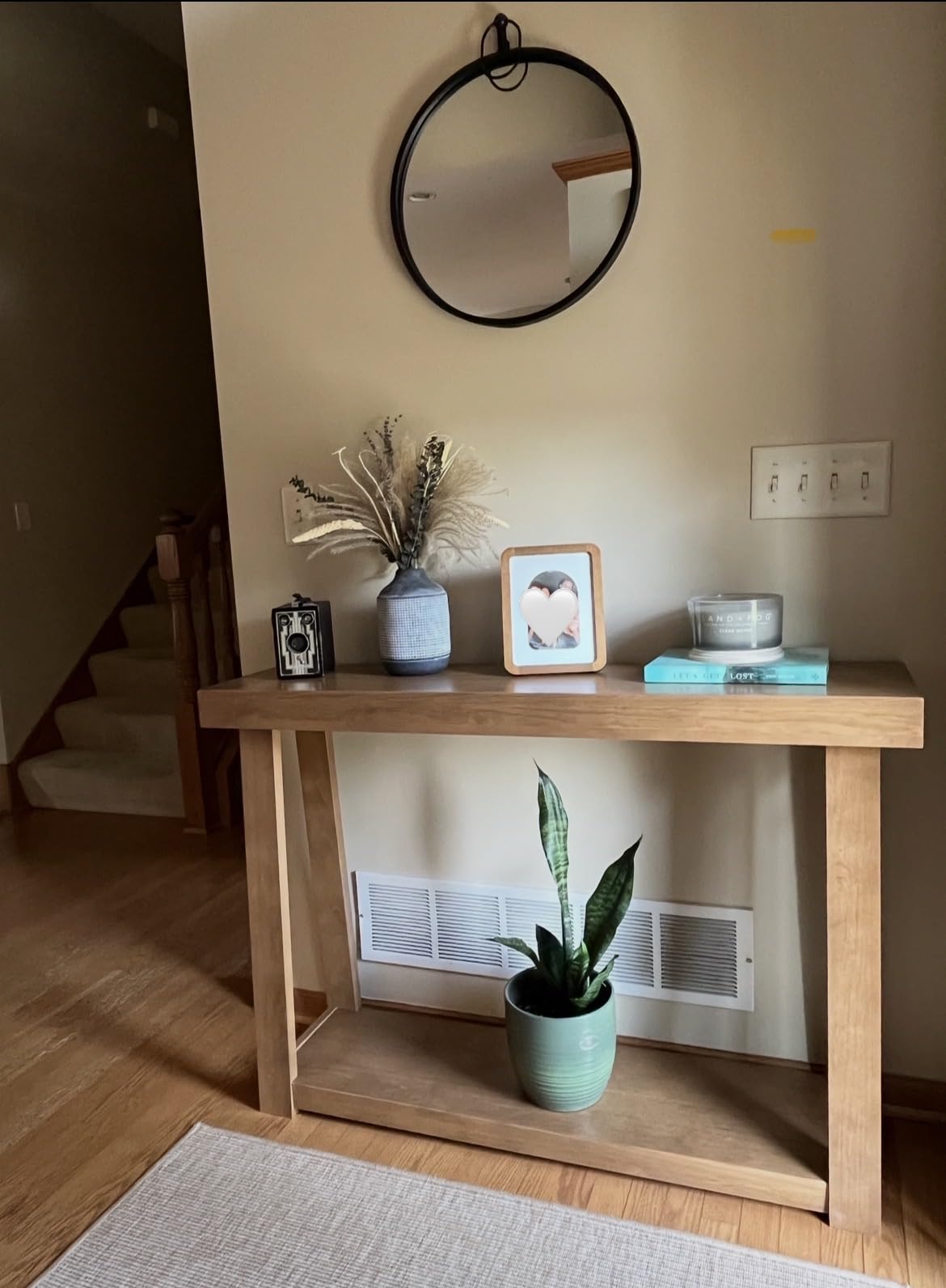 Plank+Beam Classic Console Table, with Shelf, 46 Inch, Pecan | Non-Toxic Finishes, Versatile Design, Built-In Storage, Elegant Details, Easy Assembly, Quick Setup, Solid Wood customer photo 1