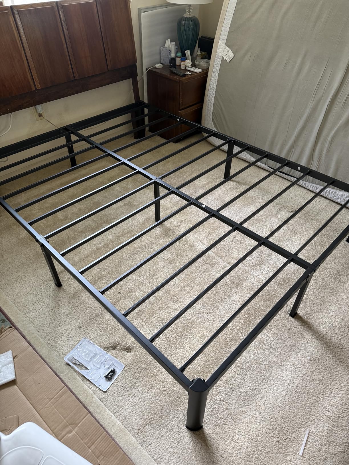 ROIL 14 inch Metal Queen Bed Frame with Rounded Corner and Headboard Hole Mattress Retainers 3500LBS Heavy Duty Steel Slats No Box Spring Needed Platform Noise-Free Easy Assembly customer photo 1