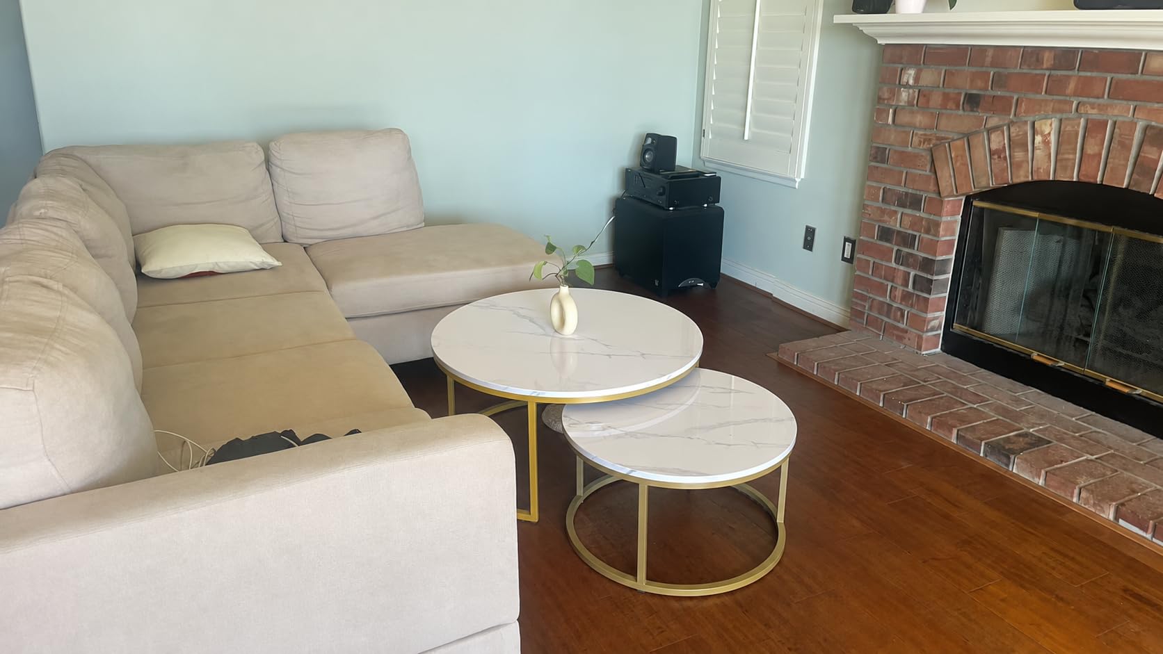 WiberWi Round Coffee Table Nesting Tables Set of 2 customer photo 1
