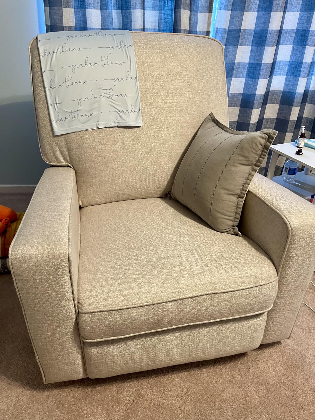 Harkawon Swivel Rocker Recliner Chair, Glider Rocker Recliner, Beige | Fabric Chair with High Back, Deep Seat, for Living Room, Bedroom, Nursery, Office customer photo 1