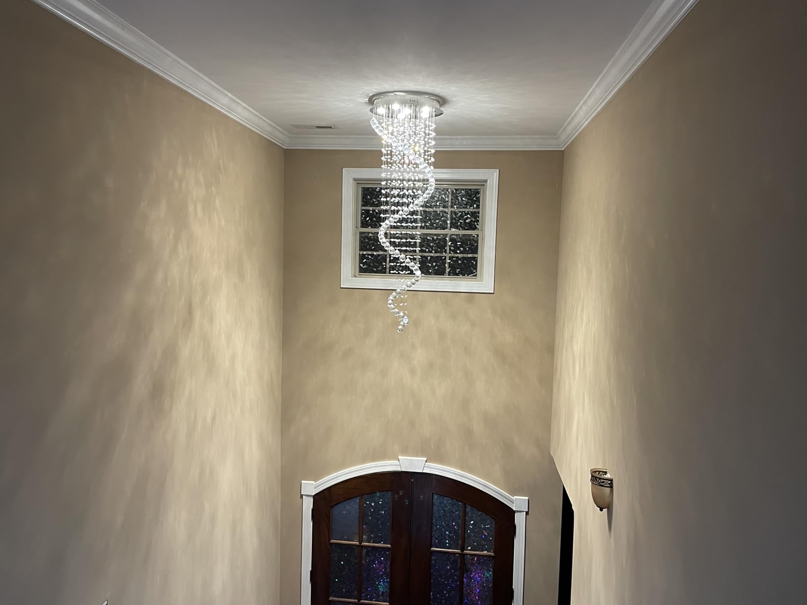 Modern Luxury 6-Lights Spiral Raindrop Crystal Chandeliers for Dining Room, K9 Crystal Ball Flush Mount Ceiling Light Fixture for Living Room, Bedroom, Bathroom, Hallway, Staircase of CRYSTOP customer photo 1