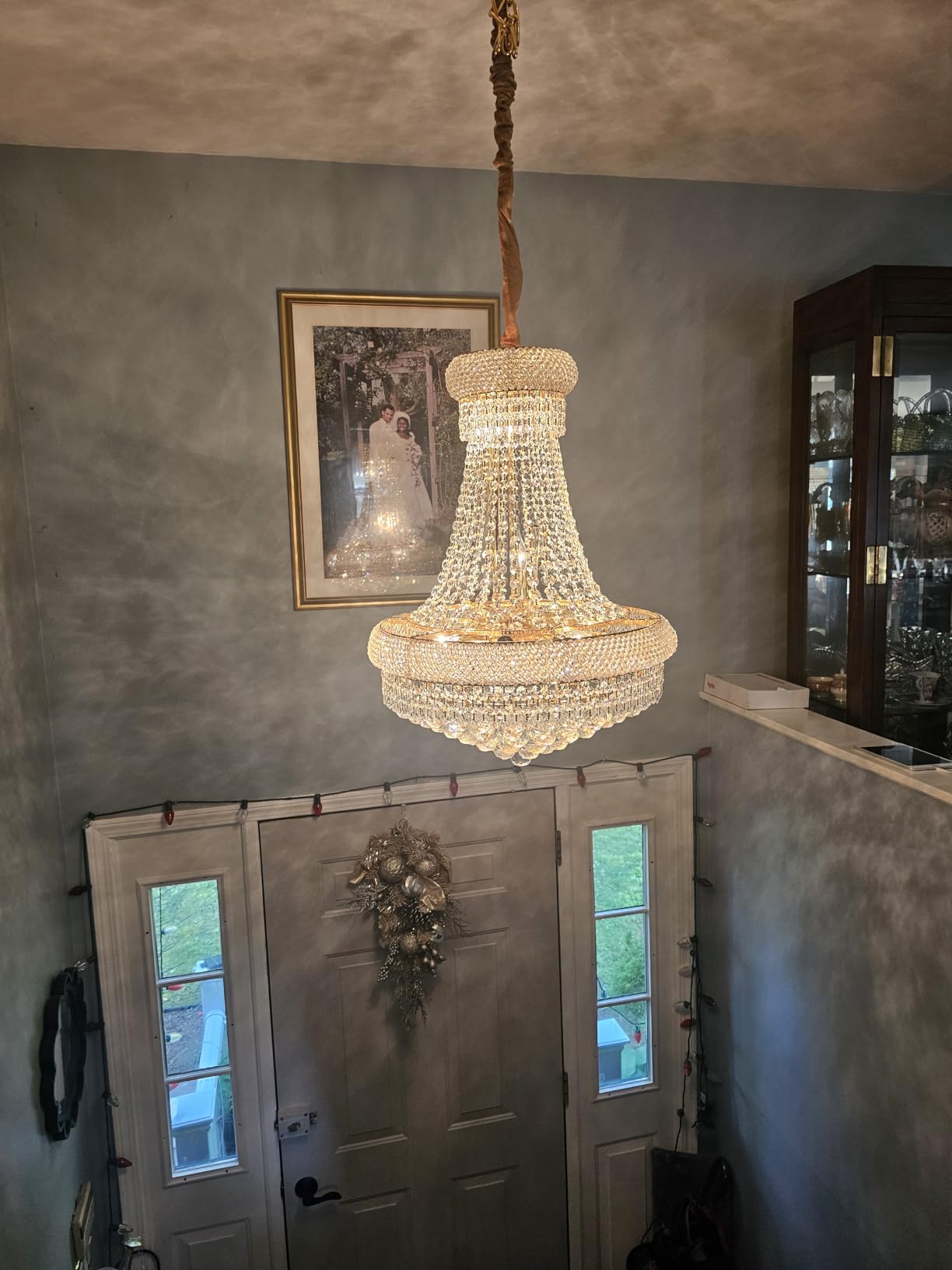 Crystal Chandeliers for Dining Room Light Fixture,Empire Style K9 Crystal Chandeliers for Entryway,12 Lights Gold Luxury Lighting Fixtures customer photo 2