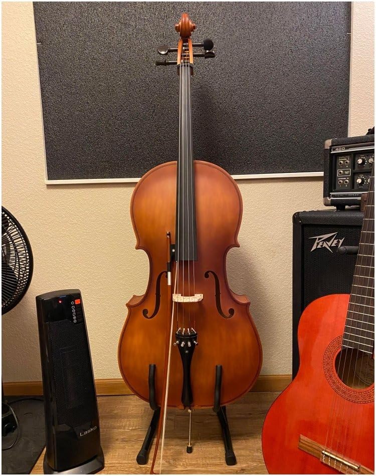 Ktaxon 4/4 Ebony Fitted Cello, Acoustic Cello Full Size cello with 7mm Padding Cello Case, Extra String, Bridge, Bow and Rosin for Beginner Adult(Matte) customer photo 1