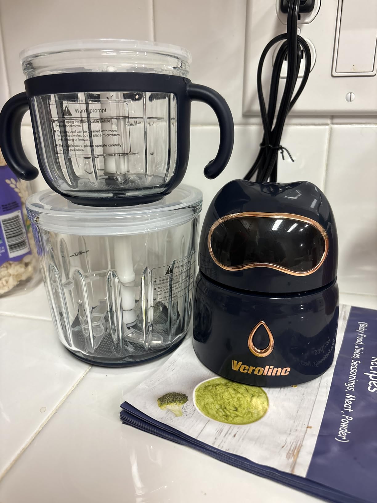 Baby Food Maker, 10-in-1 Baby Food Processor Set with 2 Glass Bowls (600ml+300ml), Baby Food Blender for Baby Puree, Fruit, Meat, Vegetable, Baby Food Storage Containers, Baby Essentials customer photo 1