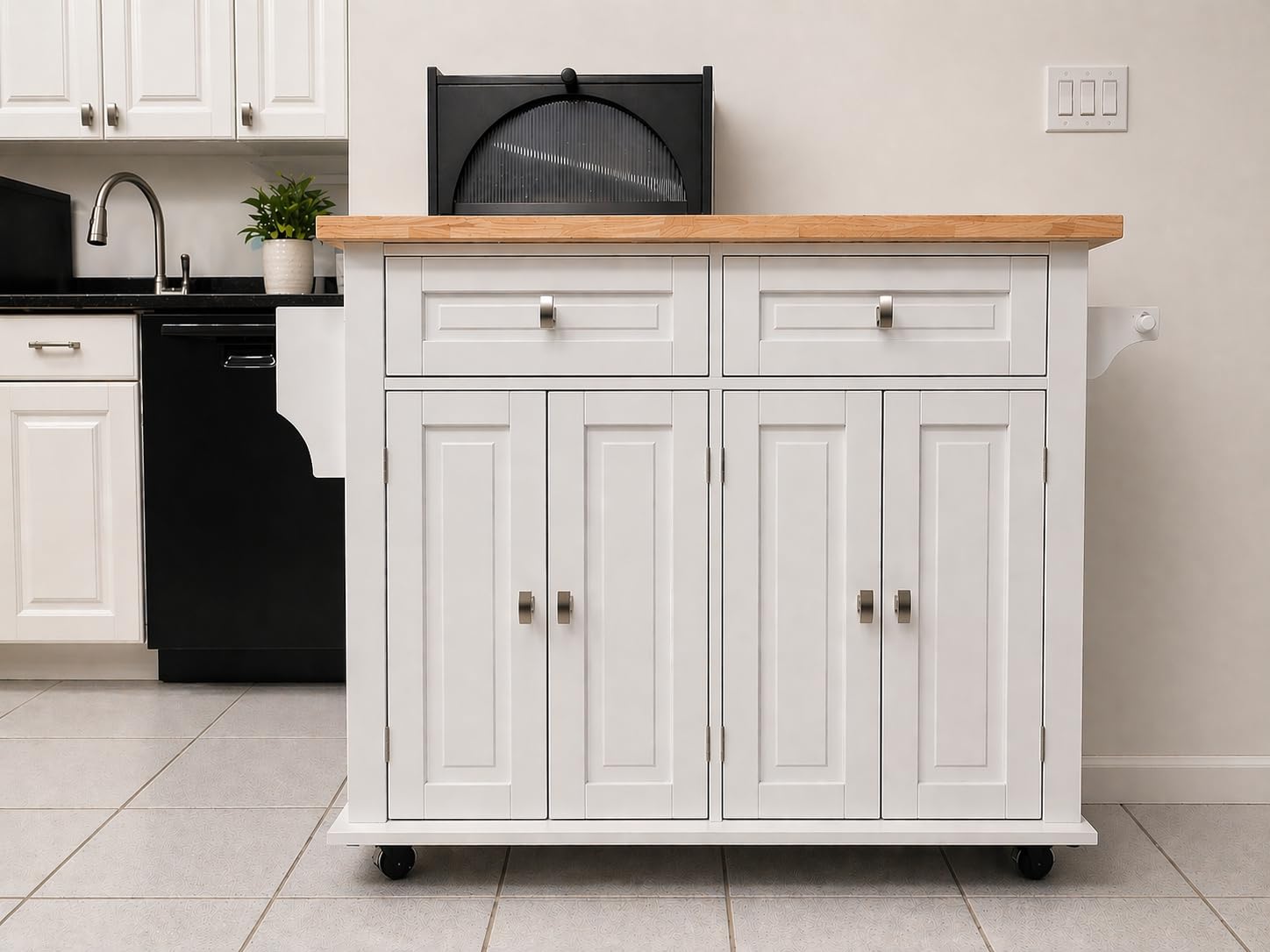 VEVOR Kitchen Island Cart with Solid Wood Top, 35.4