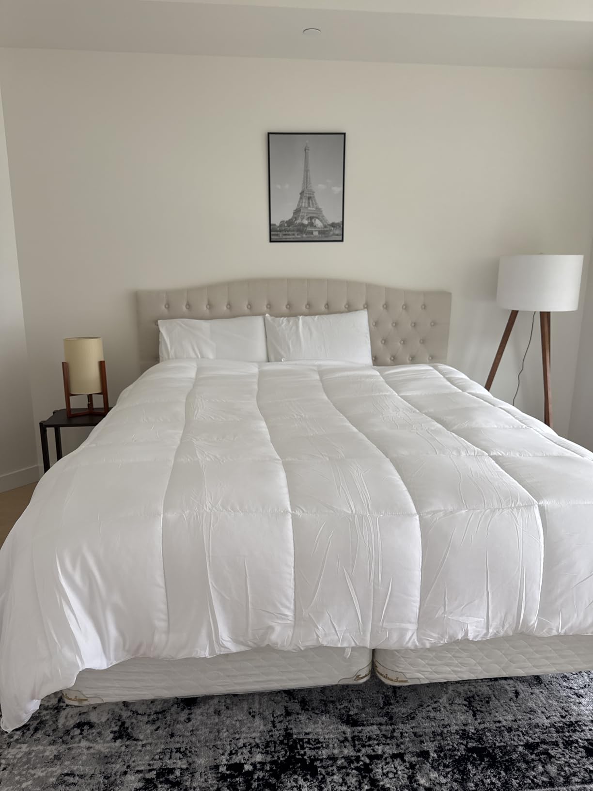 Befurtori King Headboard Only, Upholstered Headboard King Size for Adjustable Bed Linen Tufted Wall Mounted Head Board with Solid Wood Legs, Ivory customer photo 2
