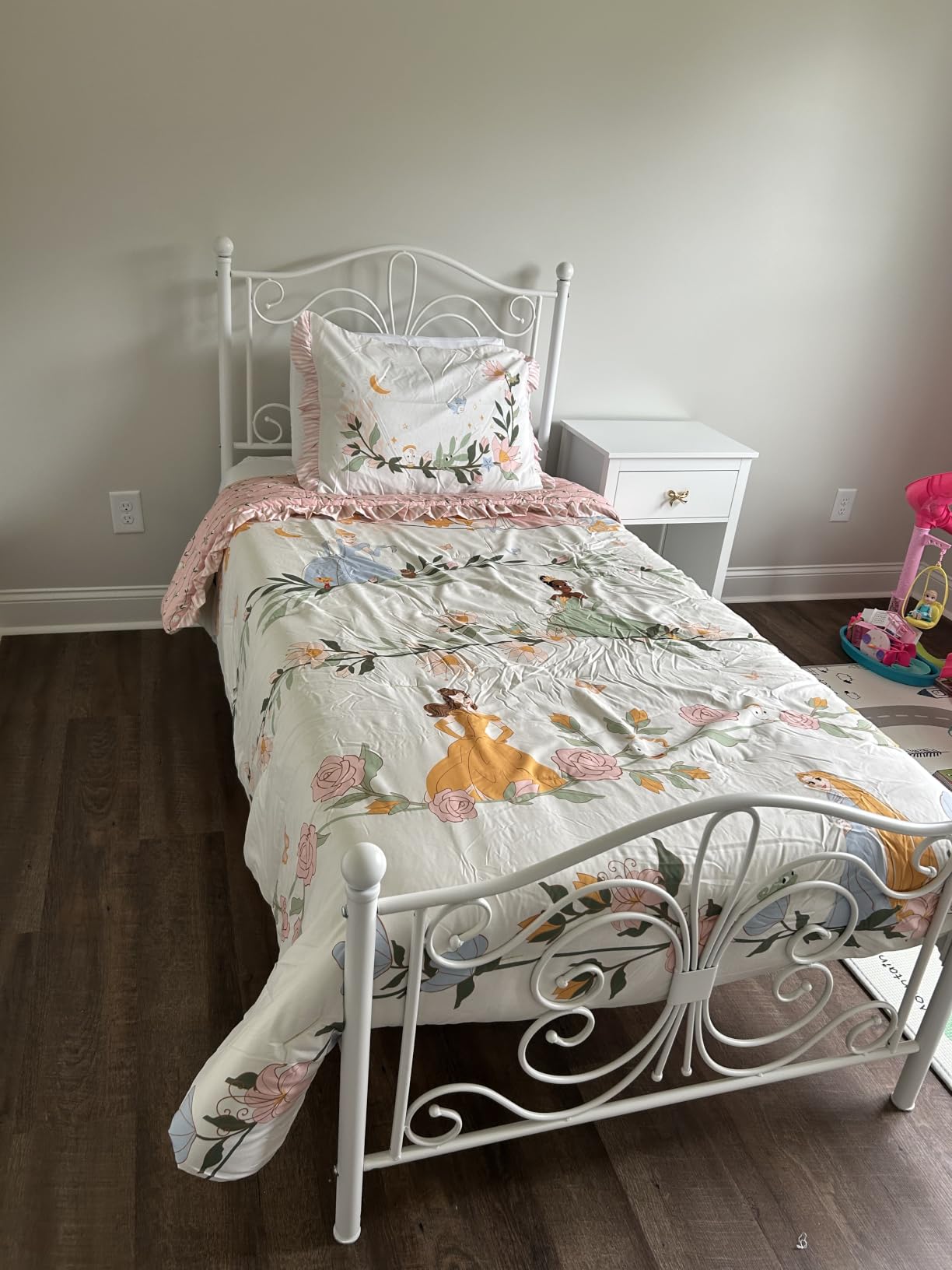 SHA CERLIN Full Size Metal Bed Frame with Butterfly Headboard, White | Metal Platform Bed for Kids, Wrought Iron-Art Headboard/Footboard, Under-Bed Storage, No Box Spring Needed, Easy Assembly customer photo 1
