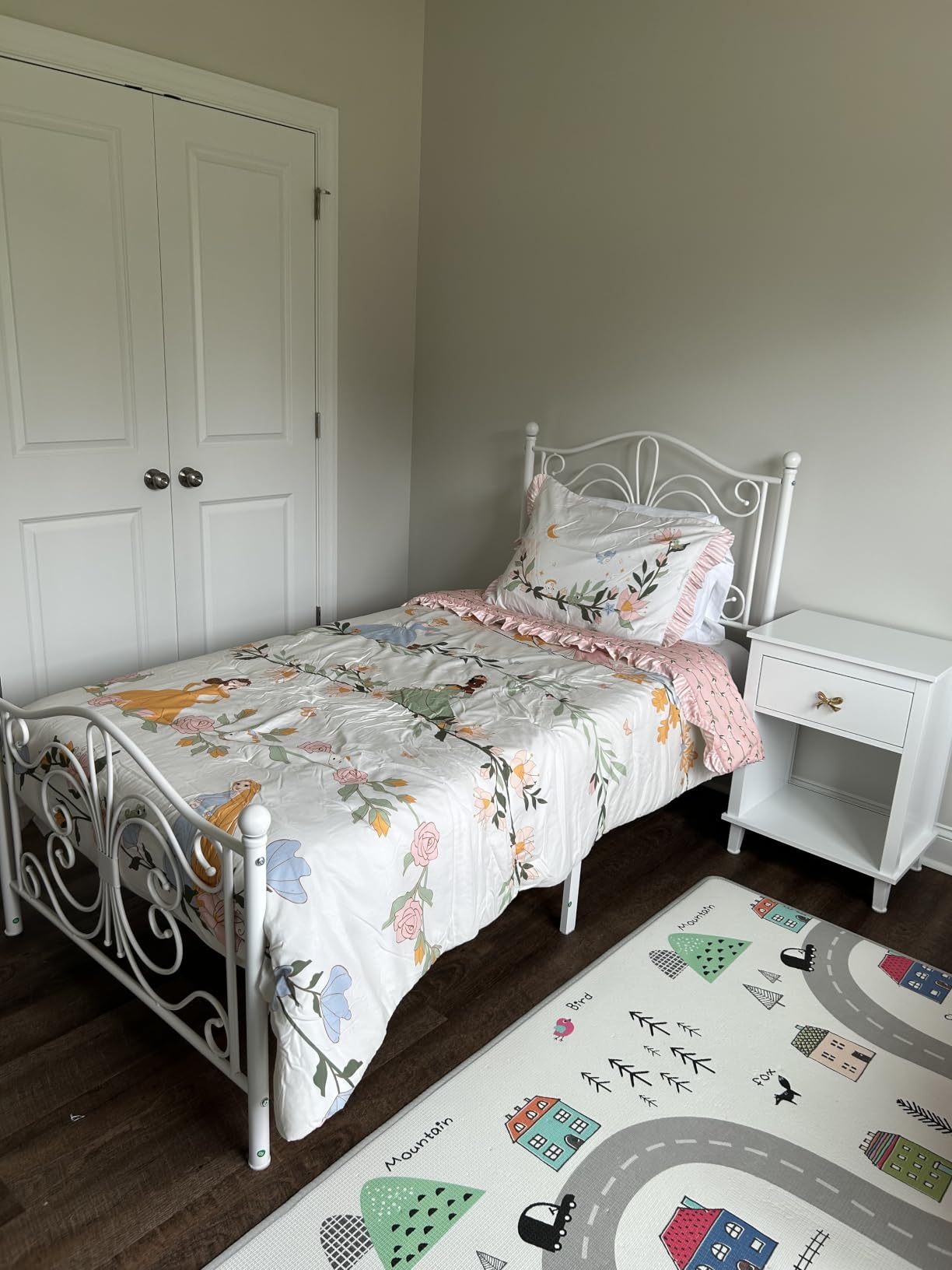 SHA CERLIN Full Size Metal Bed Frame with Butterfly Headboard, White | Metal Platform Bed for Kids, Wrought Iron-Art Headboard/Footboard, Under-Bed Storage, No Box Spring Needed, Easy Assembly customer photo 2