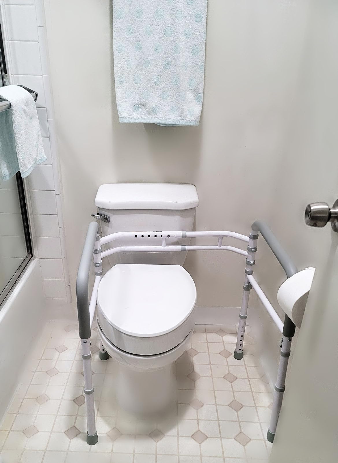 Toilet Safety Rails (300 LB) - Adjustable, Foldable Toilet Handle Frame for Elderly & Disabled Adults, Supports All Toilet Types customer photo 1