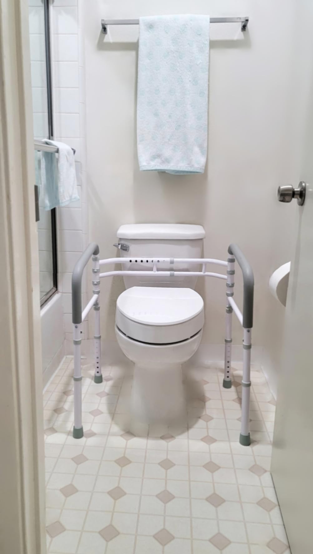 Toilet Safety Rails (300 LB) - Adjustable, Foldable Toilet Handle Frame for Elderly & Disabled Adults, Supports All Toilet Types customer photo 2