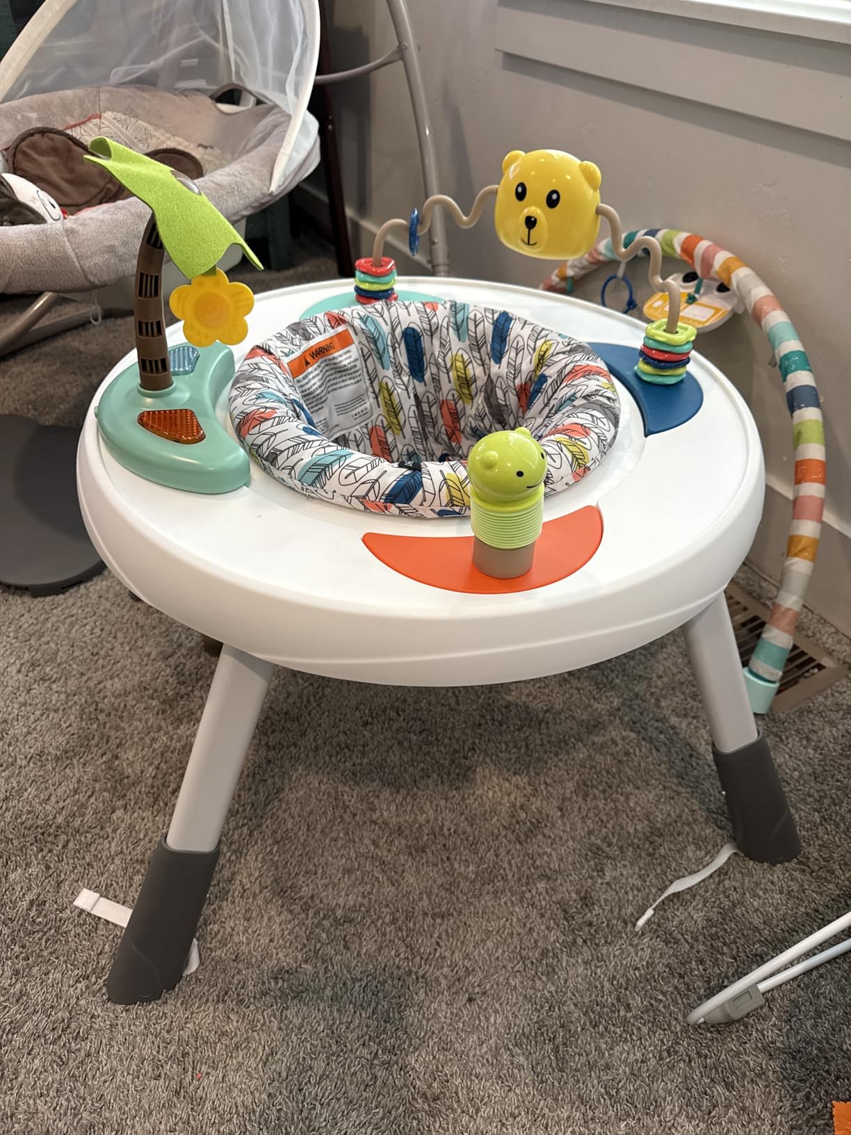 Dream On Me Curio Sit N Seek Baby Activity Center in Lime, 2 in 1 Activity Center and Play Table with 3 Detachable Toys and Music, 3 Level Height Adjustable customer photo 1