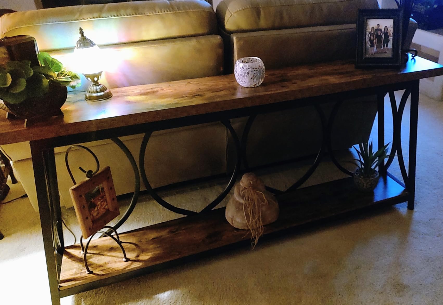 Tribesigns 70.9 inch Extra Long Console Table, Industrial Sofa Table Behind Couch with 2 Tier Storage Shelf, Narrow Entryway Hallway Accent Table for Living Room, Rustic Brown customer photo 2