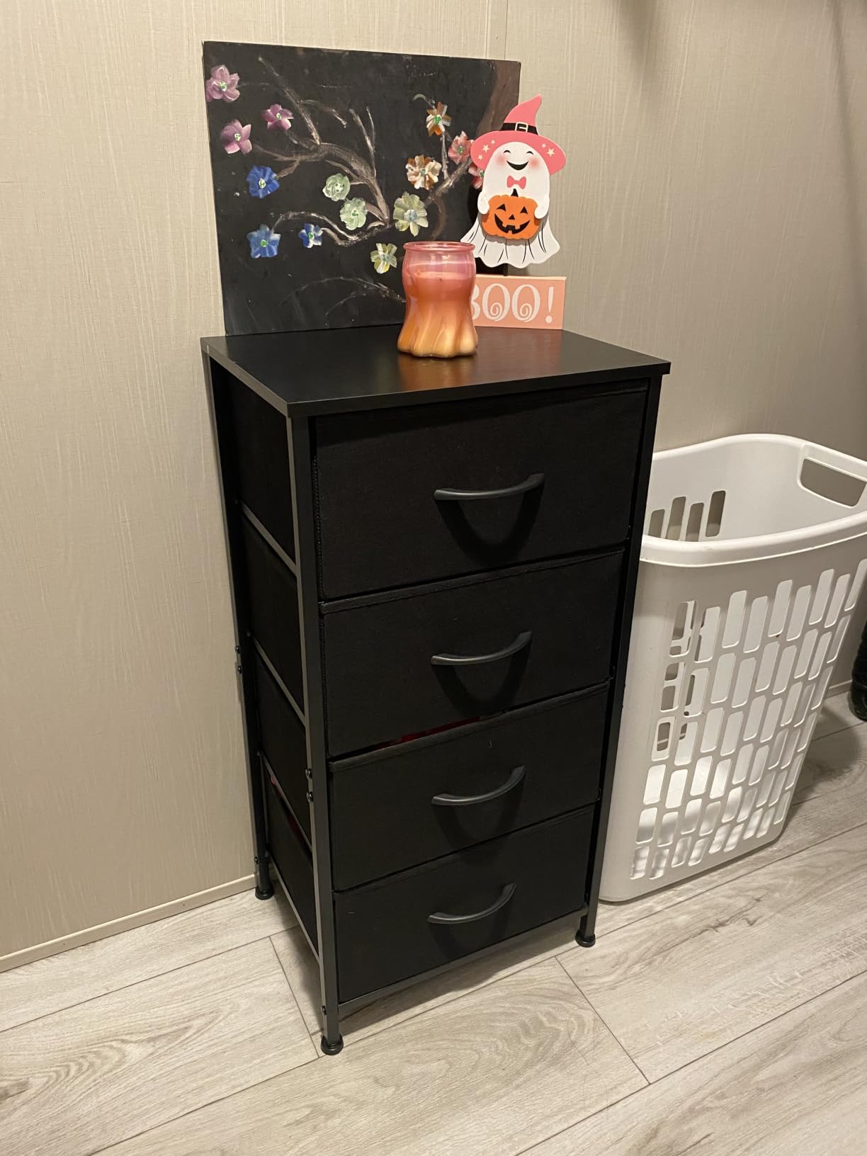 AODK Small Dresser for Bedroom with 4 Storage Drawers, Black | Fabric Dresser with Sturdy Steel Frame, Wood Top customer photo 2
