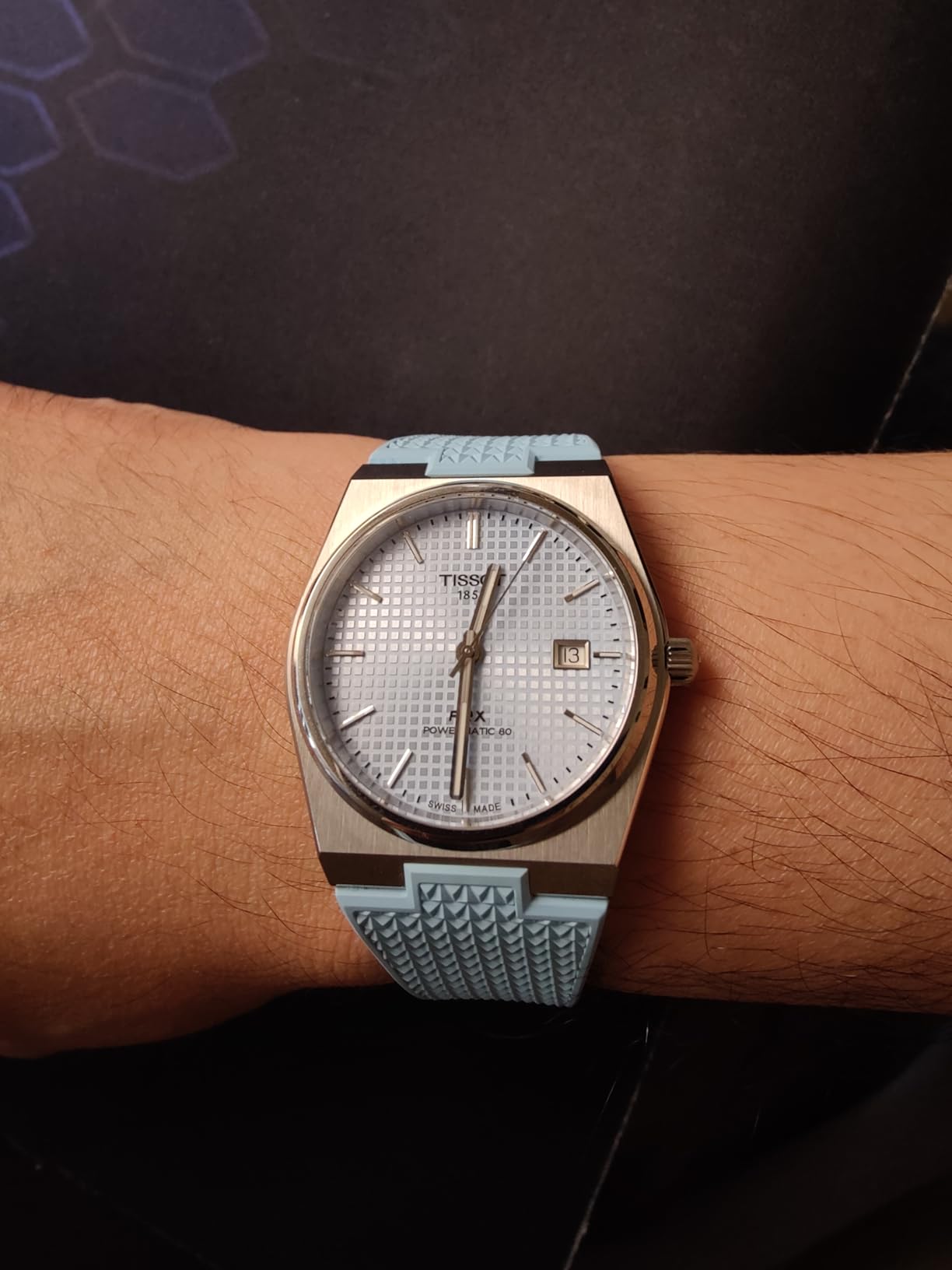 Tissot PRX Powermatic 80 316L Stainless Steel case, Swiss Automatic Watch for Men & Women, Ice Blue Dial, Stainless Steel, (T1374071135100) customer photo 1