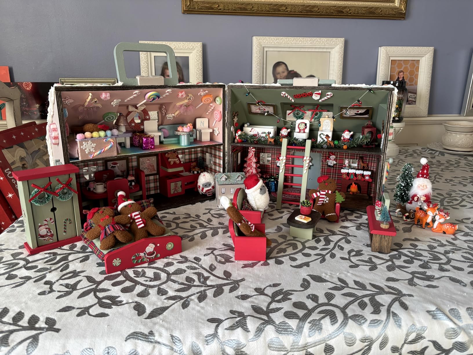 Olivia's Little World Wooden Cottage Dollhouse | 12 Accessories & 4 Figurines, Portable 2-Story Playhouse, For 3.5
