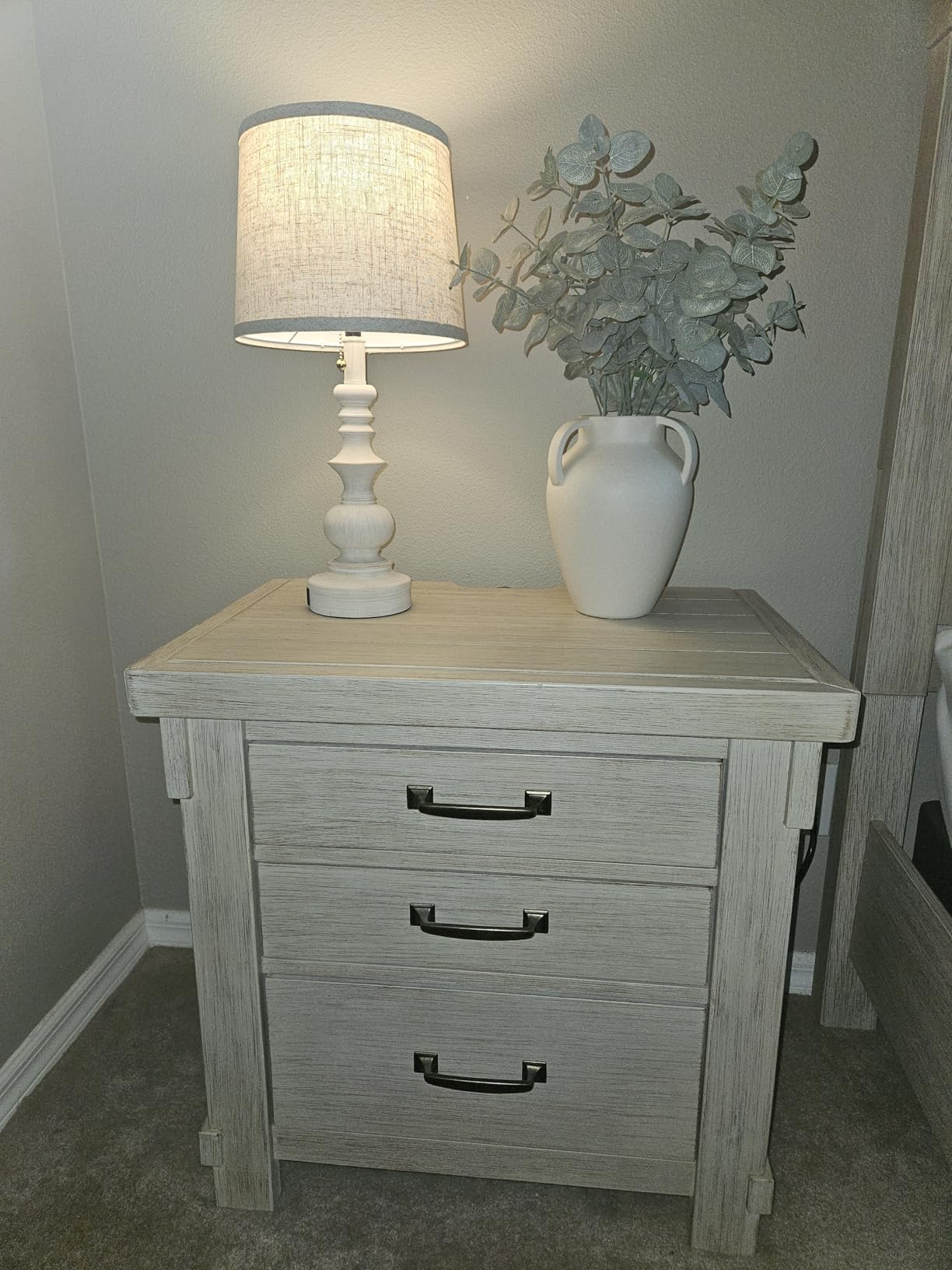 Drawealth Table Lamps for Bedrooms Set of 2 Farmhouse Bedside Lamps for Nightstand with USB Charging Ports Traditional Side Table Lamps for Living Room Wooden Finish, Pull Chain, Bulbs Not Included customer photo 1