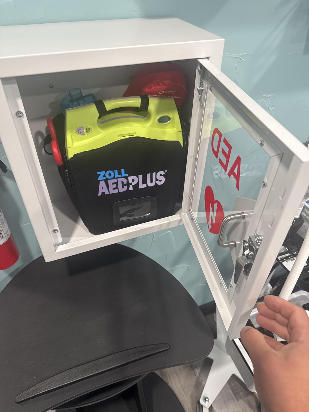 AED Cabinet Wall Mount: Steel Defibrillator Storage Case with Snap Lock and Universal AED Compatibility - for Home/Hospitals/Schools customer photo 1
