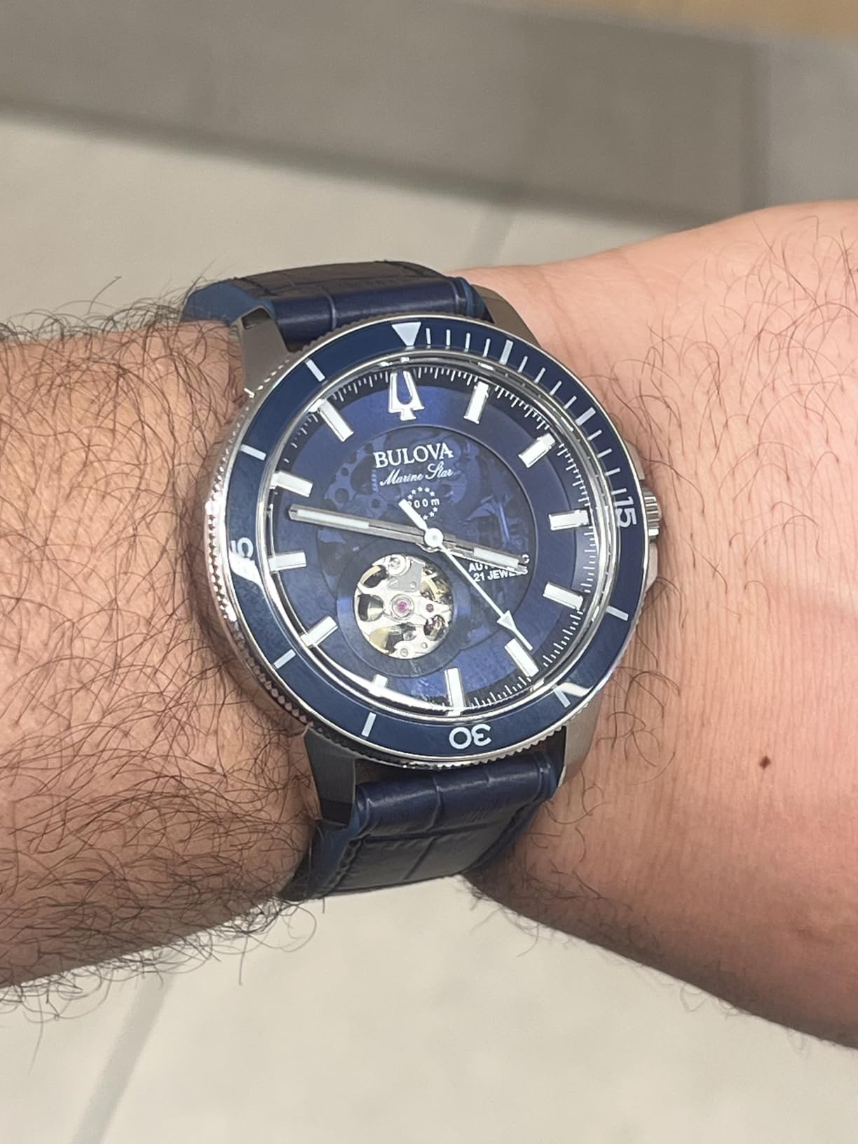 Bulova Men's Marine Star 'Series C' Automatic Stainless Steel 3-Hand Watch, Exhibition Case, Rotating Bezel customer photo 2