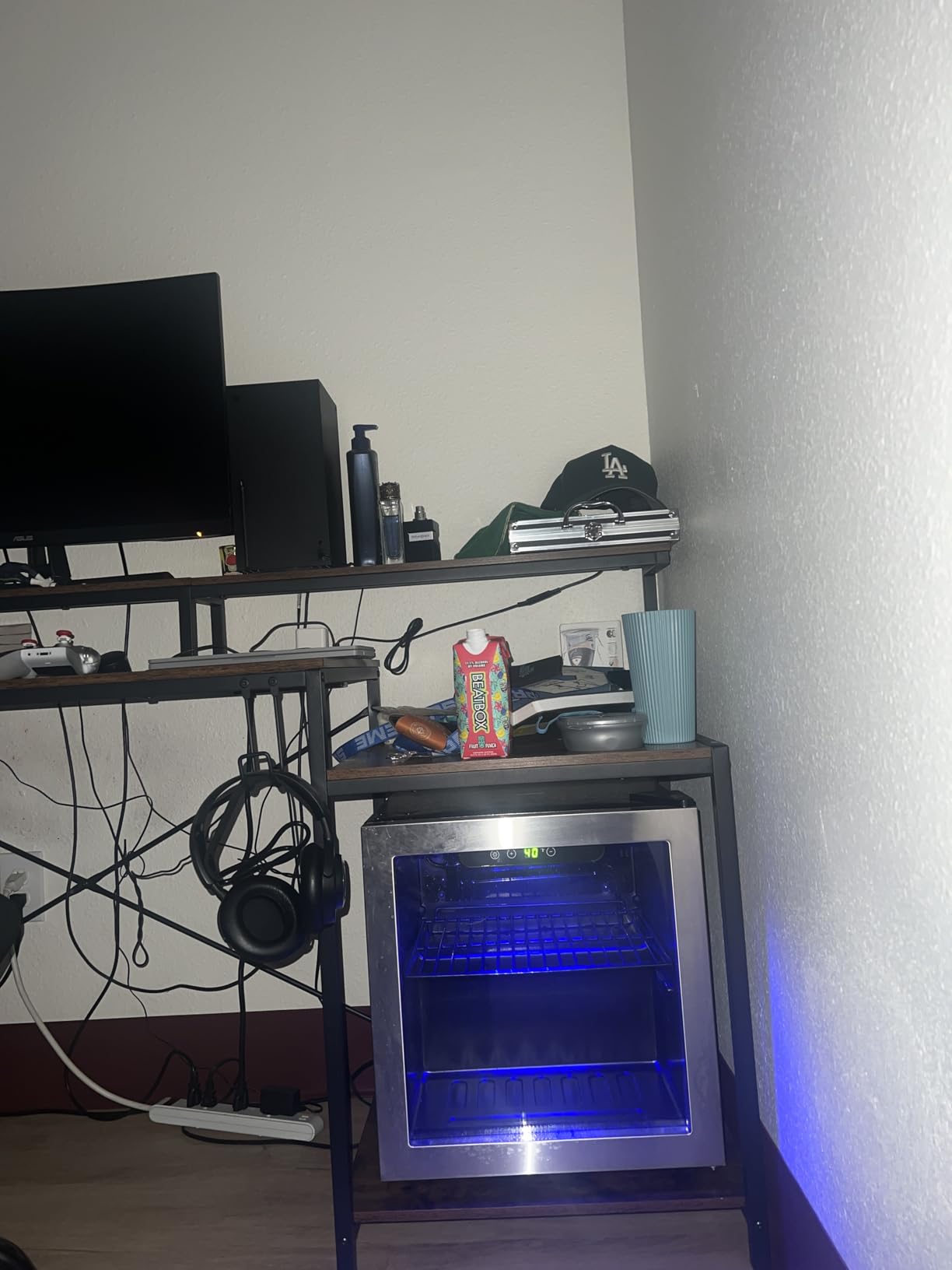 Bestier LED Gaming Desk with Power Outlets, 71 inch L Shaped Computer Desk with Monitor Stand, Large Desk with Printer Stand Adjustable Shelf, Cup Holder & Hooks, Home Office Desk Black | Carbon Fiber Desktop, 20 Static 22 Dynamic RGB Modes, Storage Rack, Foldable Cup and Headset Hooks for Game Station customer photo 2