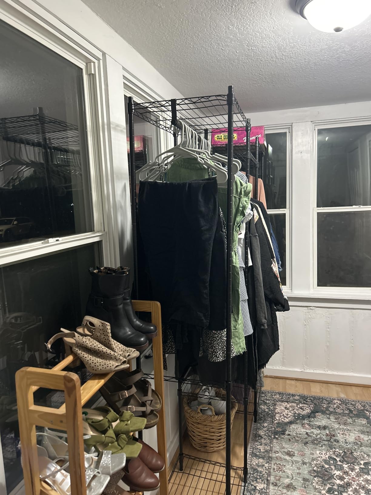 SONGMICS Clothes Rack, Freestanding Wardrobe Closet, Metal Clothing Racks, Heavy-Duty Garment Rack with Adjustable Shelves, Hanging Rods, Dividable, 15.8 x 47.2 x 70.9 Inches, Cloud White ULGR423W01 customer photo 2