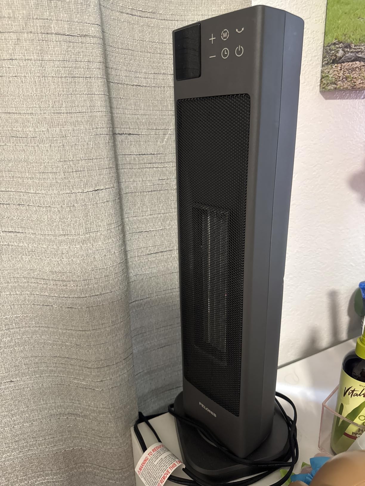 PELONIS Oscillating Ceramic Tower Indoor Space Heater for Home with Oscillation, Programmable Thermostat & ECO Mode, 12H Timer & Remote Control, Safety Protection, 23 Inches, 1500W customer photo 2