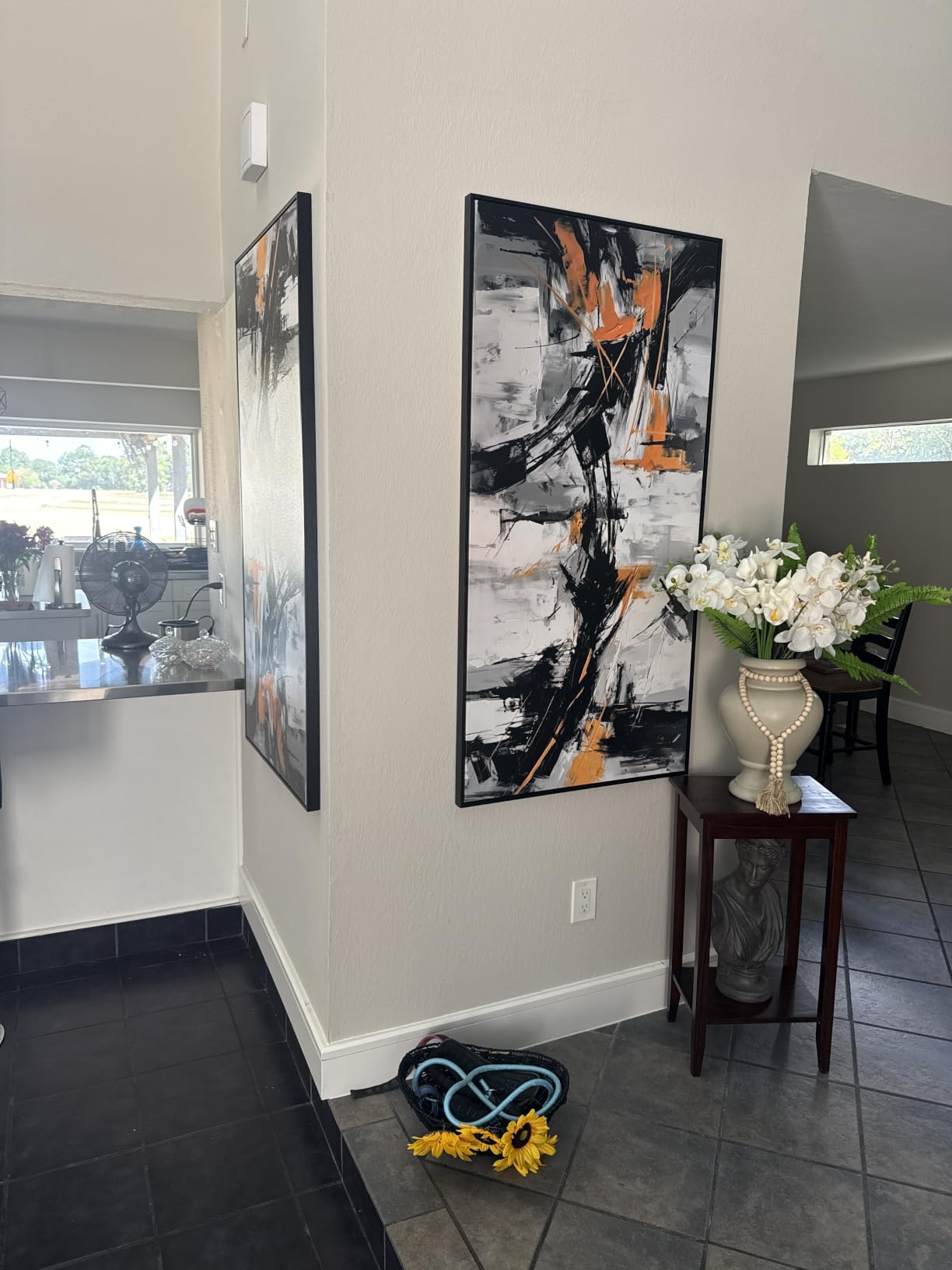 Large Abstract Canvas Wall Art Black and Orange Modern Wall Art for Living Room - Canvas Wall Decor for Office and Home - Framed Artwork for Walls Pictures for Bedroom Wall Decor 29x58IN customer photo 1