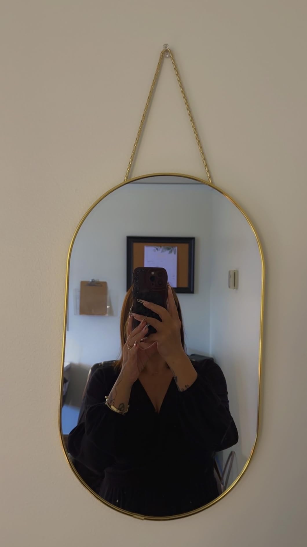 YCHMIR Oval Wall Mirror, Gold, Oval Shape, for Bathrooms and More (16x9.2 inch) customer photo 2