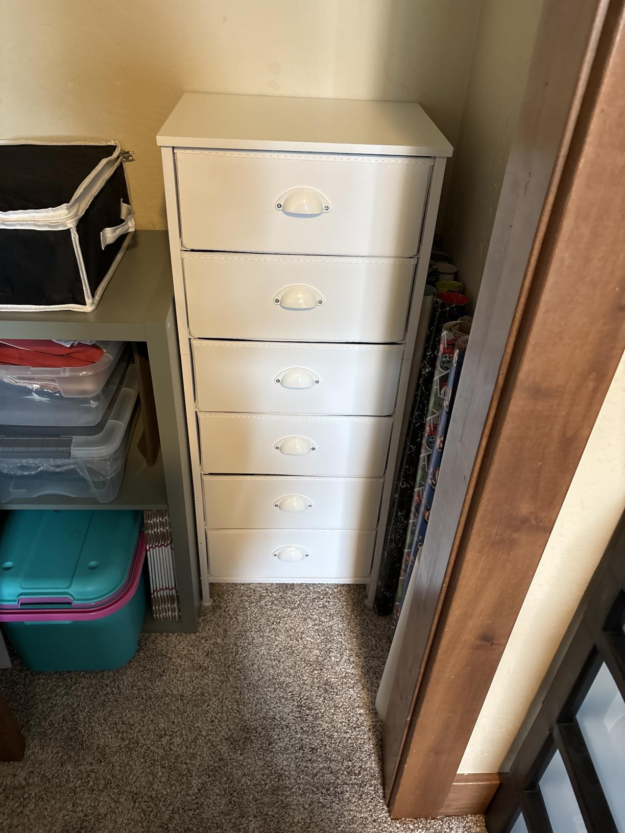 Furnulem White Tall Dresser for Bedroom, Vertical Storage Tower Unit and End Table with 6 Fabric Drawers, Nightstand Furniture with Drawer Organizer in Living Room, Closet, Entryway, Hallway customer photo 1