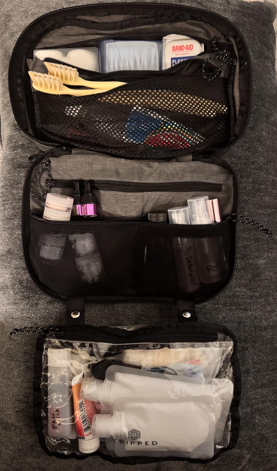TRIPPED Travel Gear 3-Piece Travel Toiletry Bag Set | Includes Hanging Toiletry Bag, 311 TSA Liquid Bag, and Accessory Organizer Pouch with Lightweight Ripstop Construction customer photo 1
