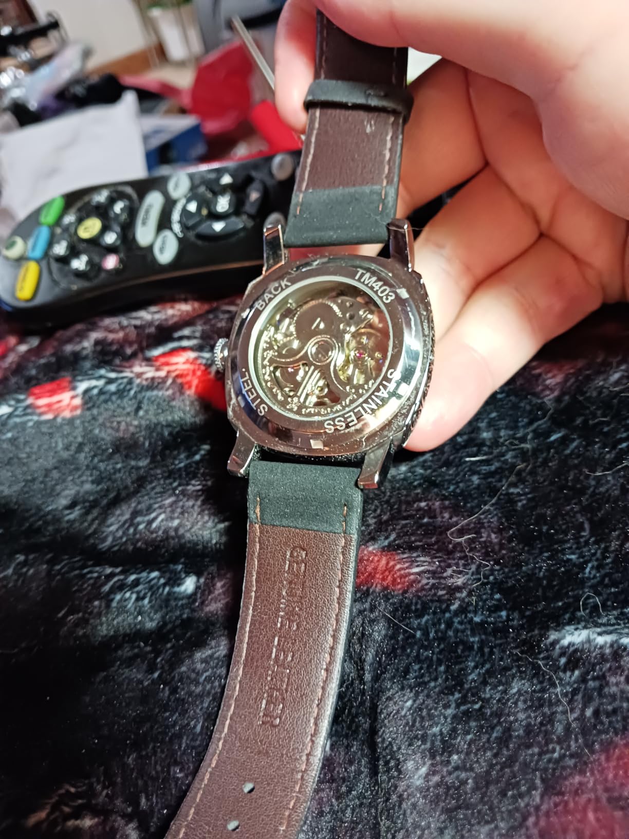 FORSINING Watches for Man, Square Retro Mechanical Watch Self-Wind Carved, Skeleton Automatic Watches Vintage Leather Strap Wristwatch customer photo 2