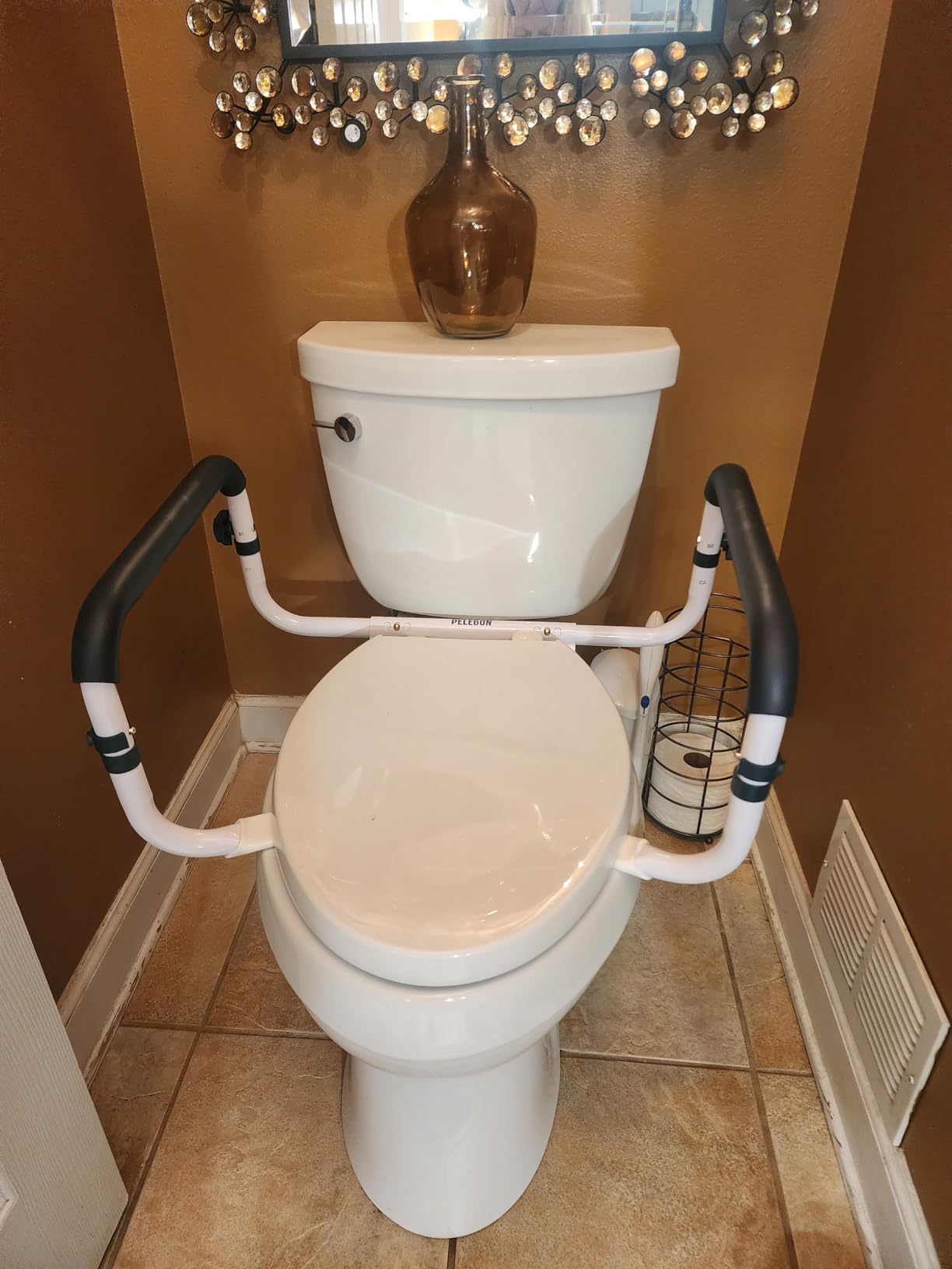 PELEGON Toilet Safety Rails (250lb) - Adjustable Toilet Safety Rails, Toilet Bar for Elderly Adults, Toilets Rails for Seniors, Toilet Seat with Handles for Elderly & Disabled Toilet Grab Bar - 1 Pack customer photo 1