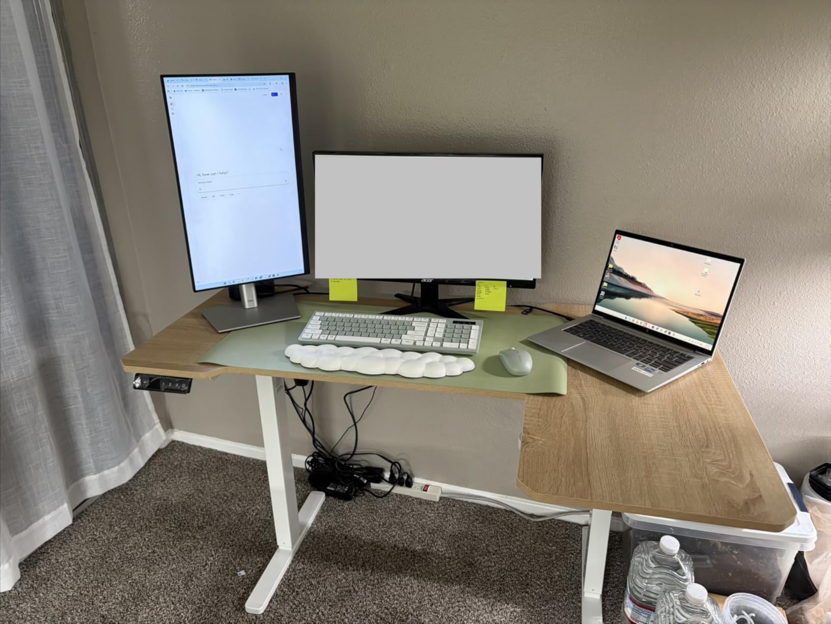 Acrolix L Shaped Electric Standing Desk - 59x40 Inch Reversible Corner Sit Stand Desk with Hook&Cup Holder, Electric Height Adjustable Table, for Home Office Gaming Computer Desk, Rustic Brown customer photo 1