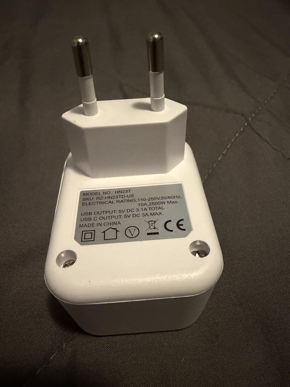 European Travel Plug Adapter USB C, HANYCONY International Plug Adapter, US to Europe Adapter Plug 2 Outlets 3 USB Ports(2 C Port), Type C Power Adapter to Italy Spain France Portugal Iceland Germany customer photo 2
