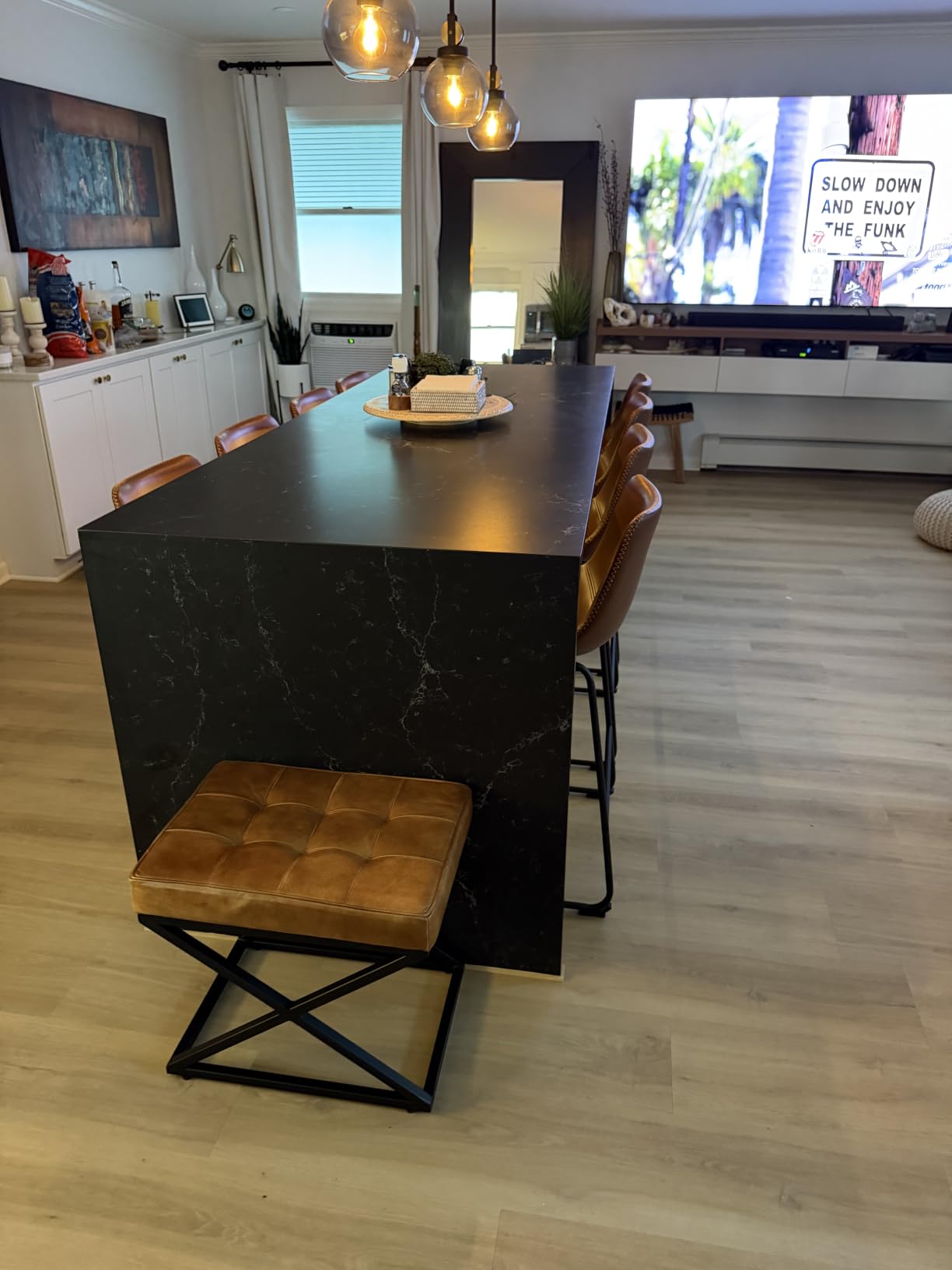 DUMOS 26 Inch Counter Height Bar Stools Set of 4, Modern Faux Leather High Barstools with Back and Metal Leg, Bar Chairs for Kitchen Island, Brown customer photo 2