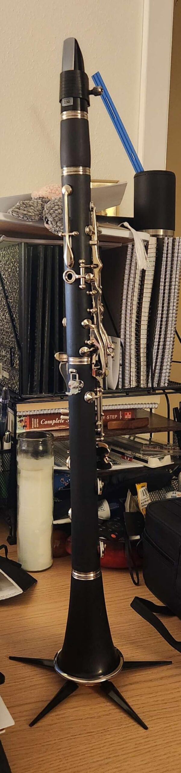 Glory GLYCLAWH Professional Ebonite Bb Clarinet with 10 Reeds, Stand, Hard Case, Cleaning Cloth, Mouthpiece Brush and Pad Brush, White/Silver customer photo 1