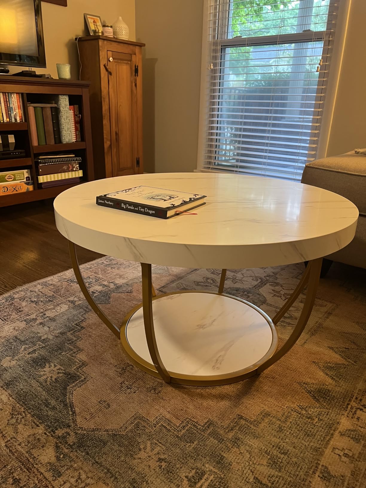 Tribesigns White and Gold Round Coffee Table, 31.7