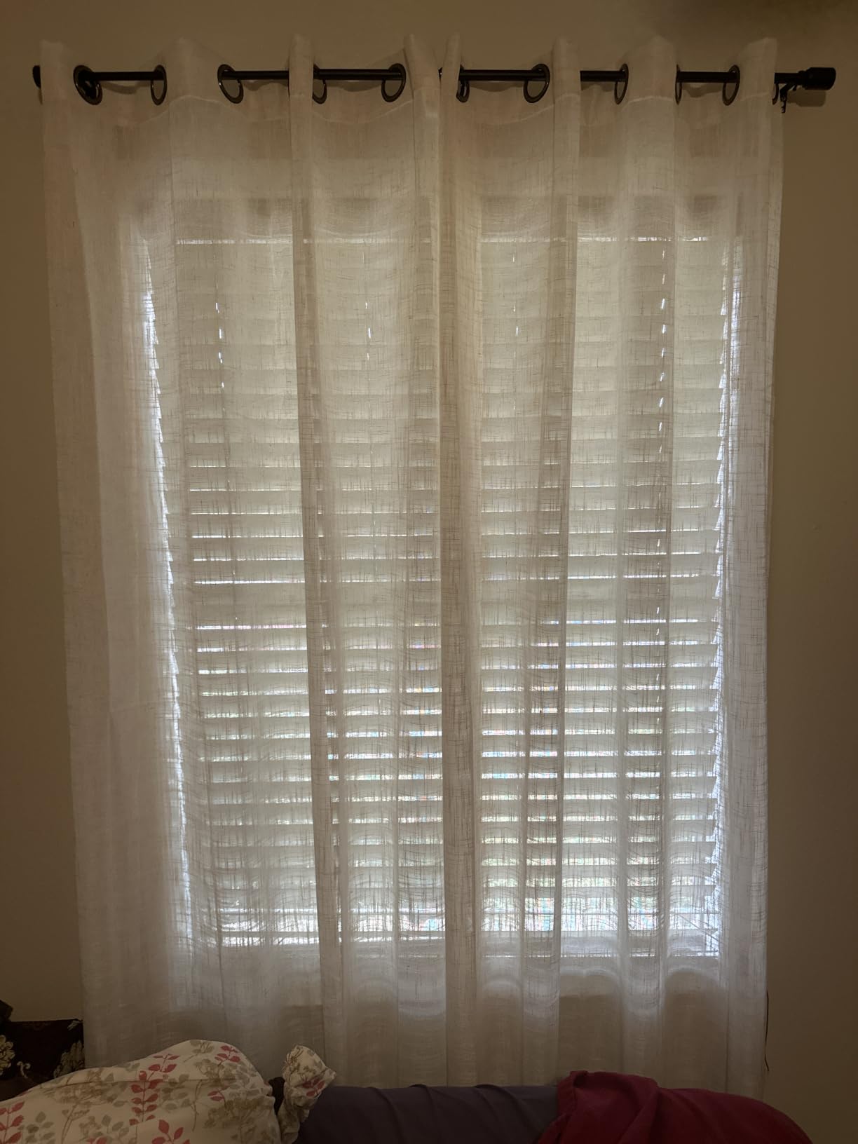 LAMIT Natural Ivory Linen Semi Sheer Curtains 84 inch Length, Cream Light Filtering Soft Thick Neutral Living Room Drapes with Bronze Grommet for Bedroom/Farmhouse, 2 Panels, 52 x 84 Inch customer photo 2