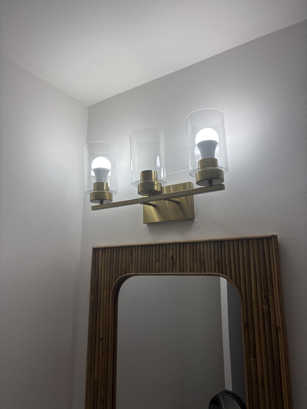 3-Light Bathroom Vanity Light, Modern Brushed Nickel Wall Lights with Clear Glass Shades, Bathroom Wall Sconce Lamp for Mirror customer photo 2