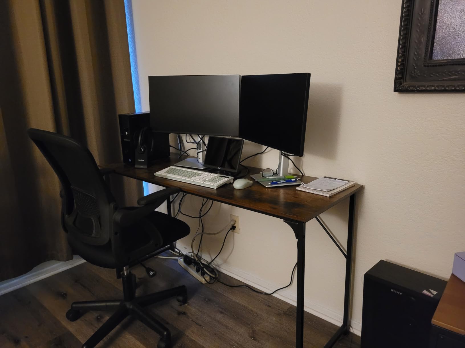 Huuger Modern Simple Office Desk, 63 Inch, Gaming & Writing Desk with Storage, Large Legroom, Metal Frame, Black customer photo 1