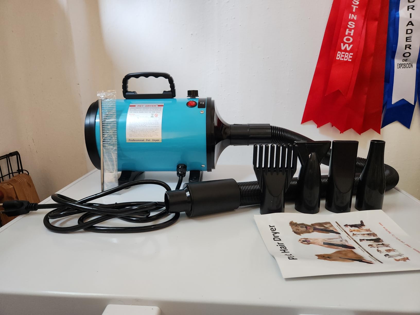 Dog Dryer,High Velocity Professional Dog Grooming Dryer | Adjustable Temperature and Speed with 4 Different Nozzles customer photo 1