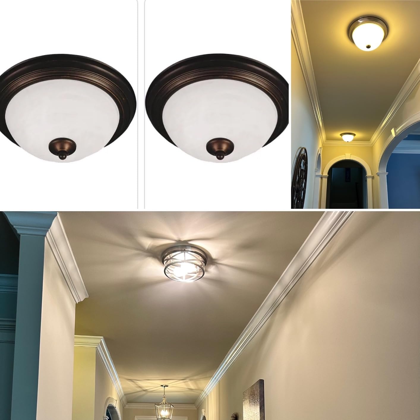 Brushed Nickel Flush Mount Ceiling Light Fixture, 2-Light Industrial Farmhouse Ceiling Light Fixture, Brushed Nickel Light Fixture Ceiling Mount for Kitchen Bedroom Living Room 1 Pack customer photo 2