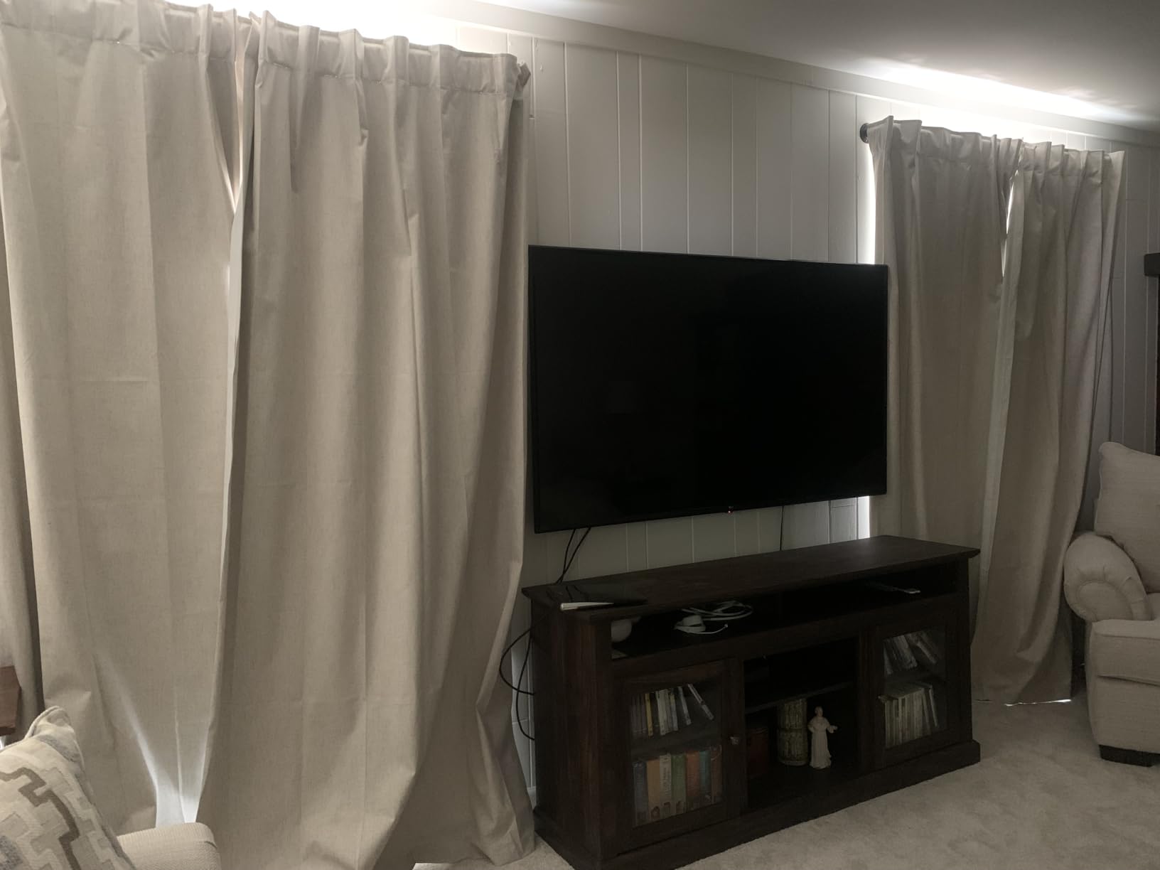 Cream Linen Blackout Curtains 84 Inch Length 2 Panels Set for Living Room Bedroom Back Tab Thermal Insulated 100% Black Out Drapes Room Darkening Window Curtain Ivory Natural Beige customer photo 1