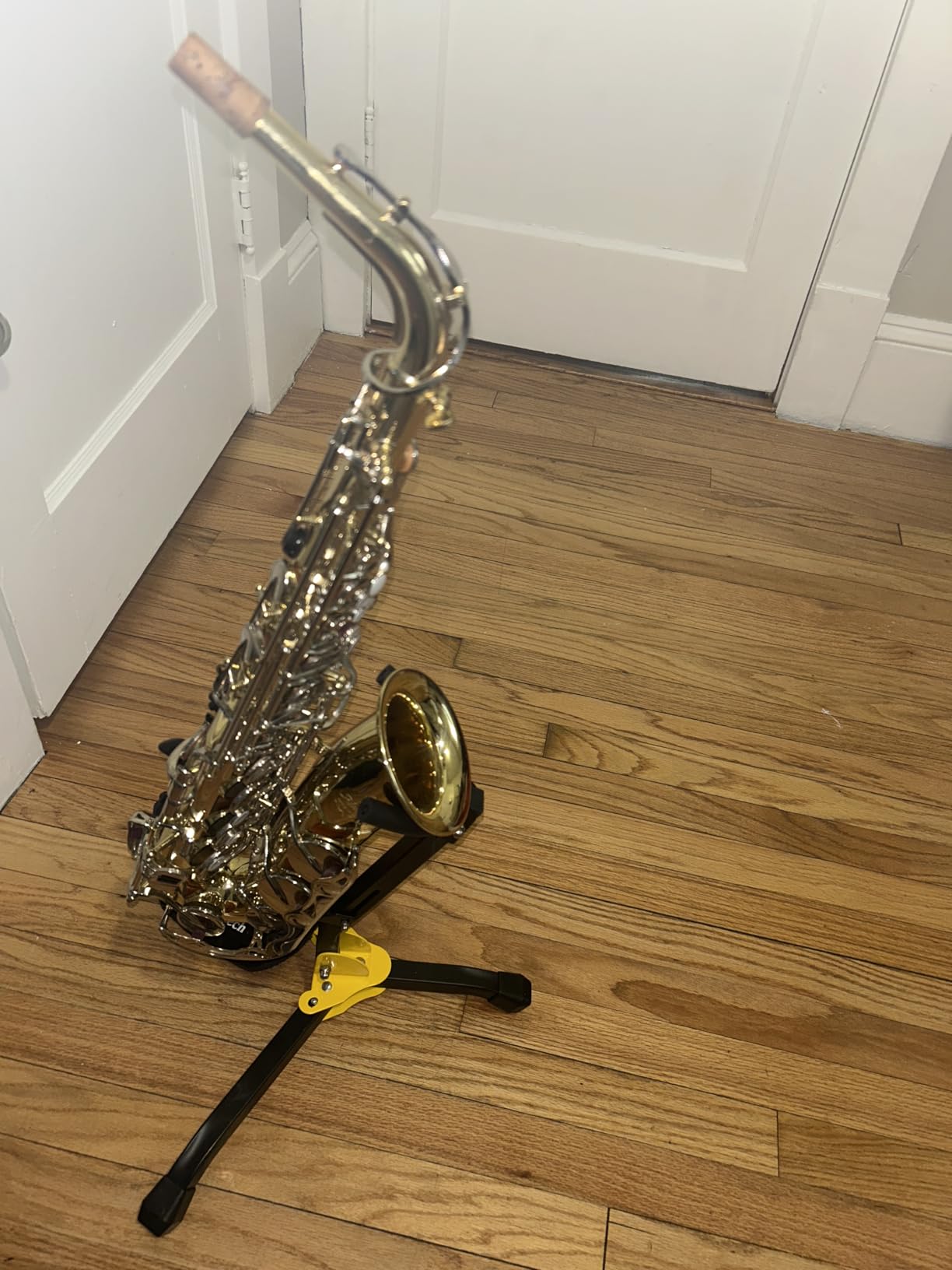 CashBeat Folding Alto Tenor Saxophone Stand, Metal Tripod with Chain Lock | Adjustable Lightweight Sax Stand, Portable Tripod Base for Alto & Tenor Sax, Ideal for Home Practice, Rehearsals & Gigs customer photo 1