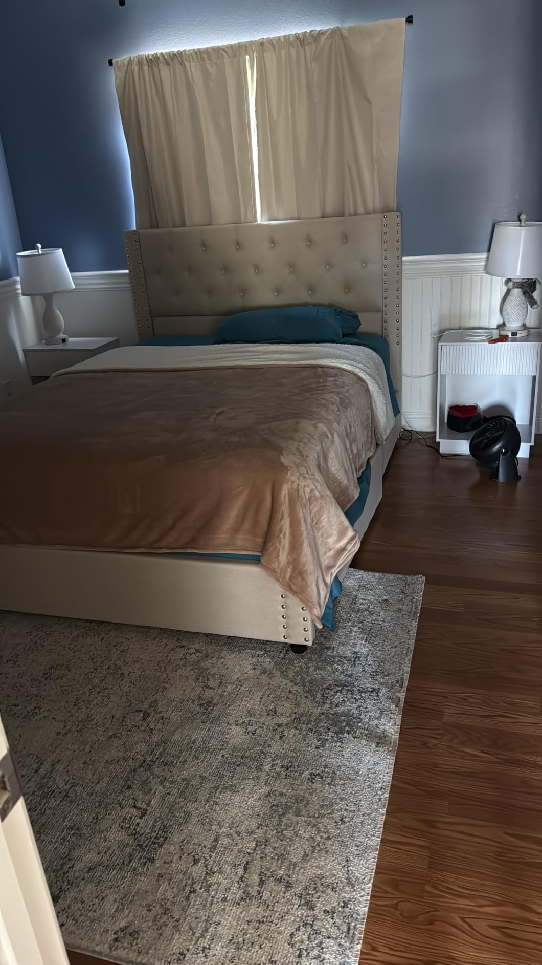 LARMACE Queen Size Bed Frame with 4 Storage Drawers and Tufted Headboard Linen Upholstered Platform Bed Frame with Heavy Duty Wood Slats, No Box Spring Needed, Easy Assembly, Beige customer photo 1