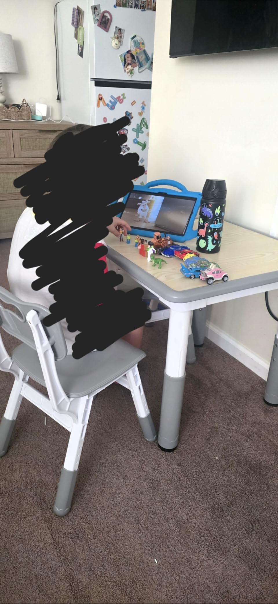 Height Adjustable Kids Table and Chairs Set (2 Chairs) for Ages 2-8 | Non-Slip Toddler Activity Table with Wipe-Clean Desktop customer photo 1